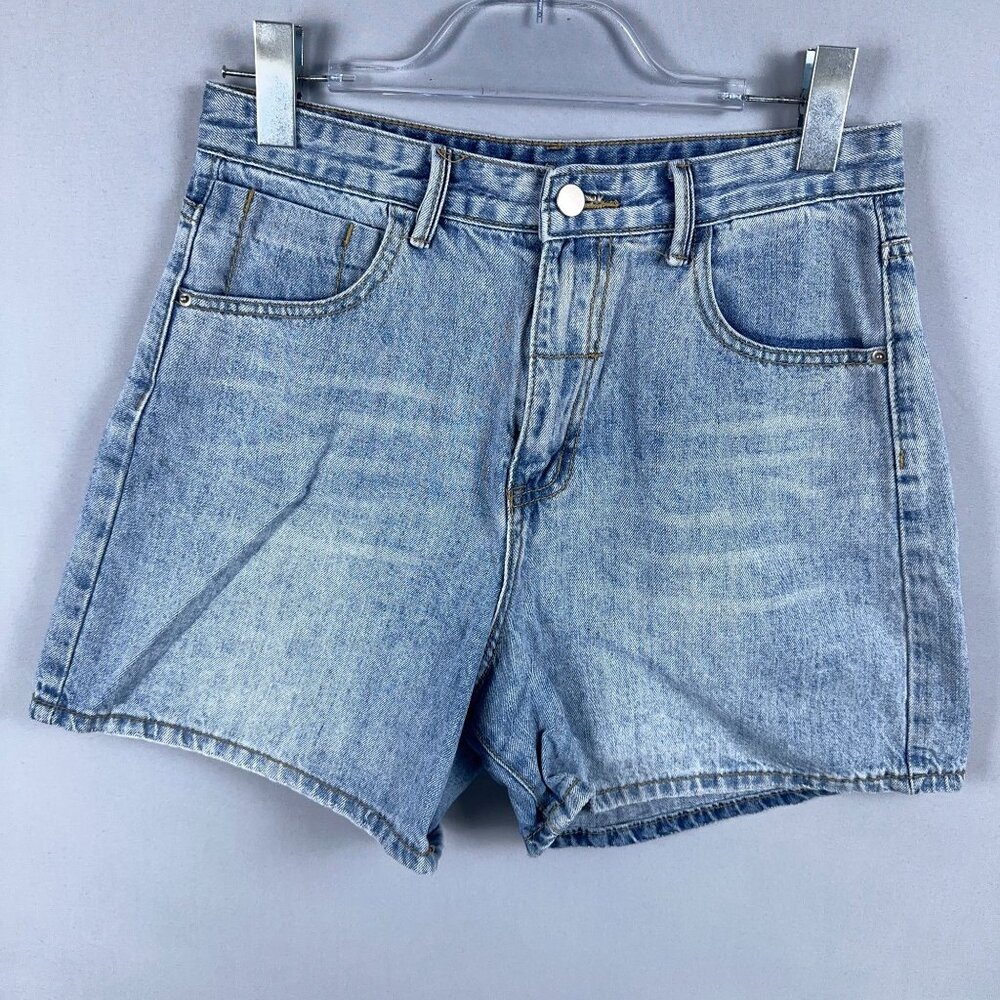 Shein Jean Short Womens Size Medium High Rise Light Wash Blue